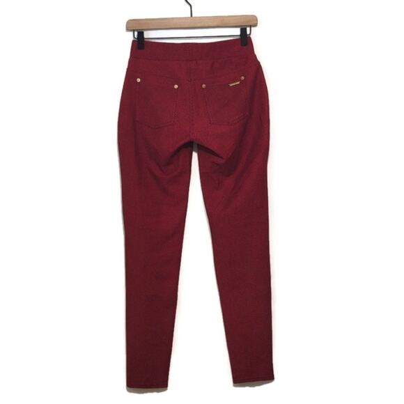 Michael Kors Red Black Diamond Print Skinny Jeggings Mid Rise XS Casual - Picture 4 of 8